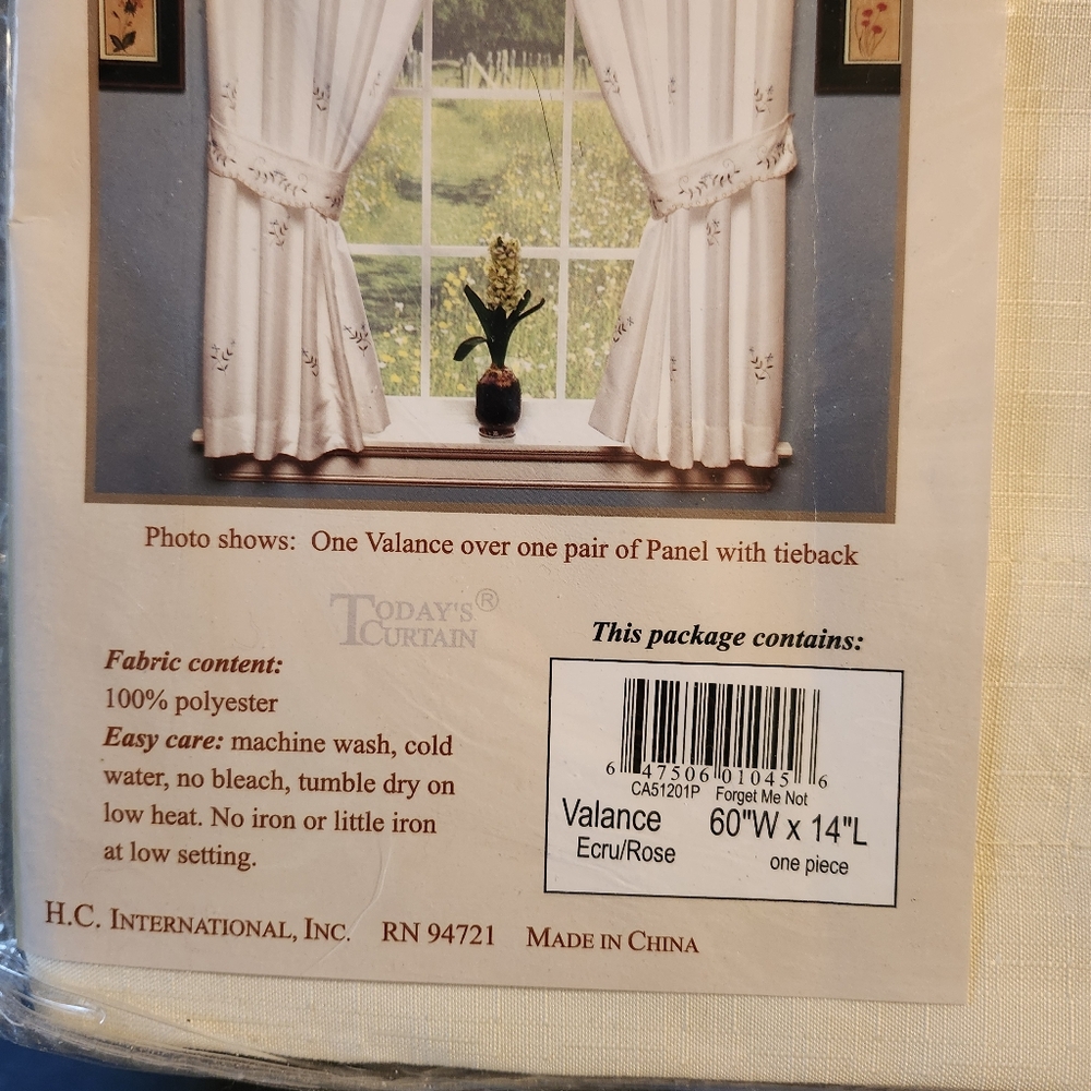 Forget Me Not Fine Embroidered Curtains - Cream Valance 60 x 14 New - Picture 5 of 6